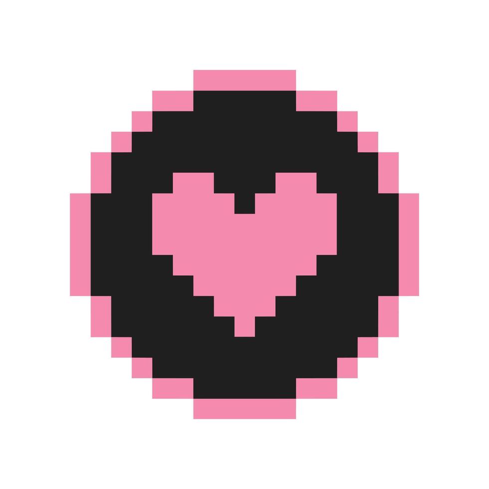 pink round love pixel art vector