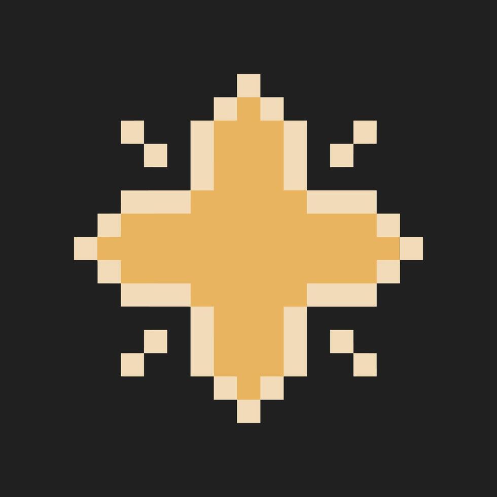 bright yellow and cute sparkle star pixel art vector