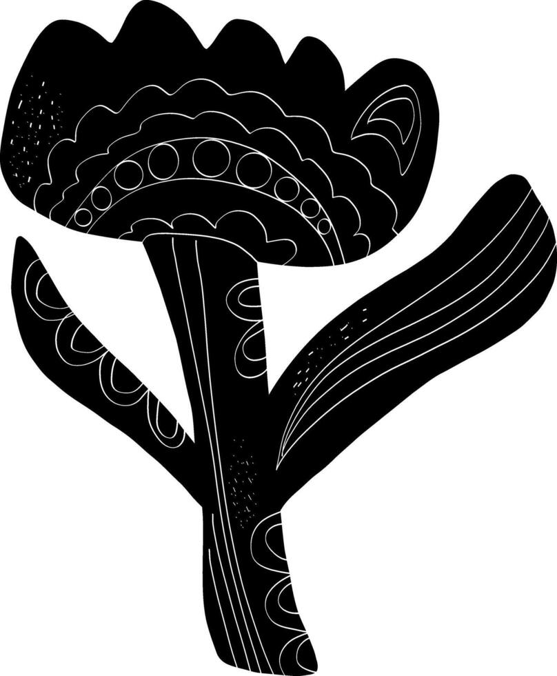 a black and white drawing of a flower vector