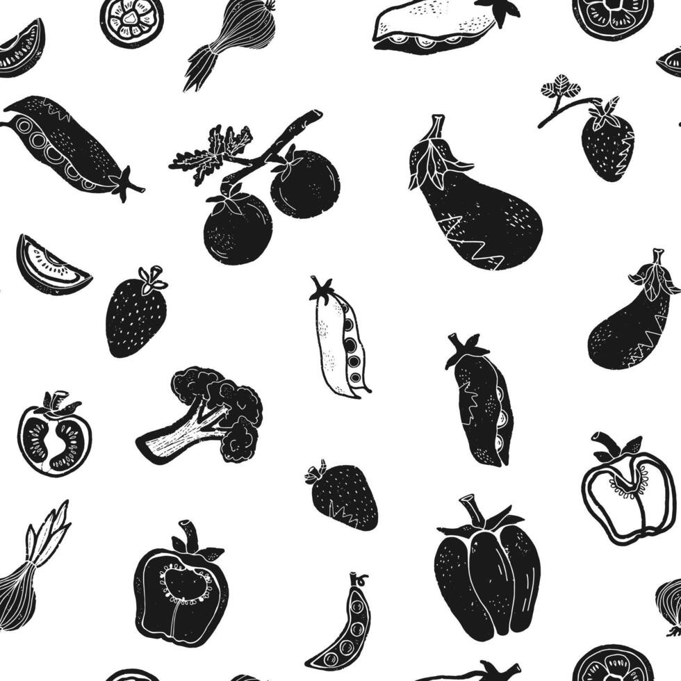 seamless pattern of vegetables and fruits vector