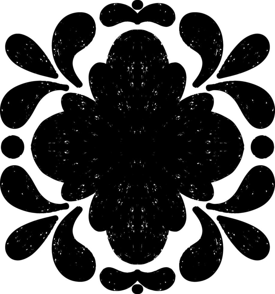 a black and white design with a flower in the center vector