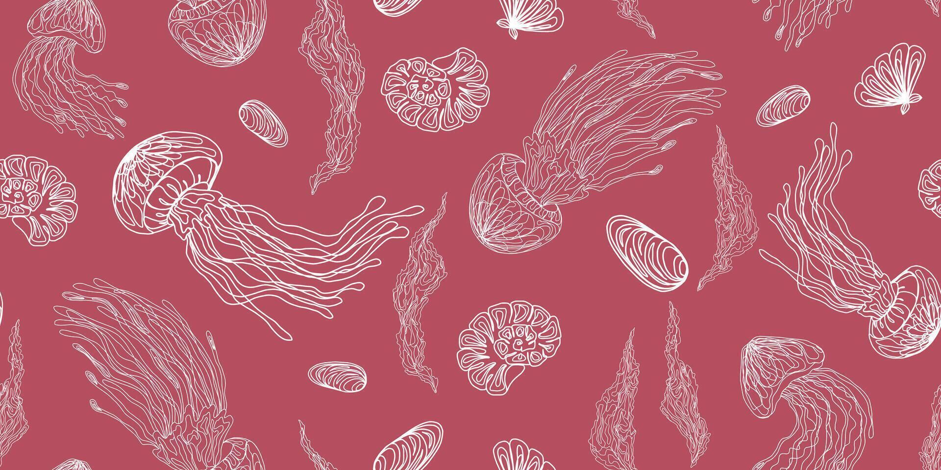 a jellyfish pattern on a pink background vector