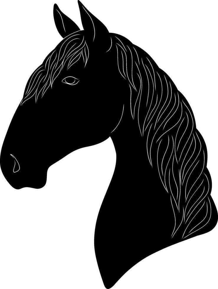 black silhouette of a horse head on a white background vector