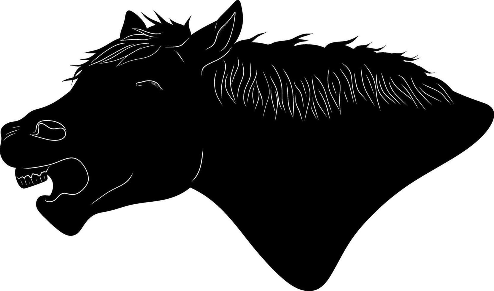 a black silhouette of a horse's head vector