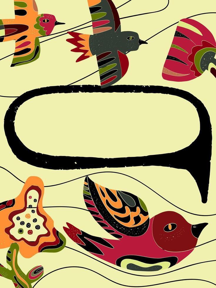 birds and speech bubbles on a yellow background vector