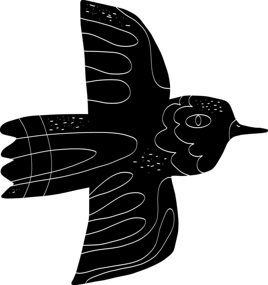 a black and white drawing of a bird vector