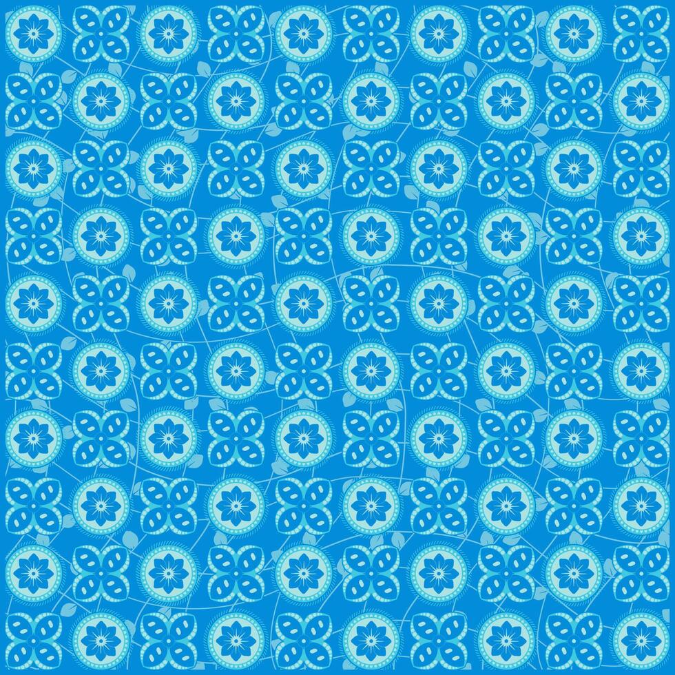 beautiful floral pattern with multiple ornaments and colorful blue background vector