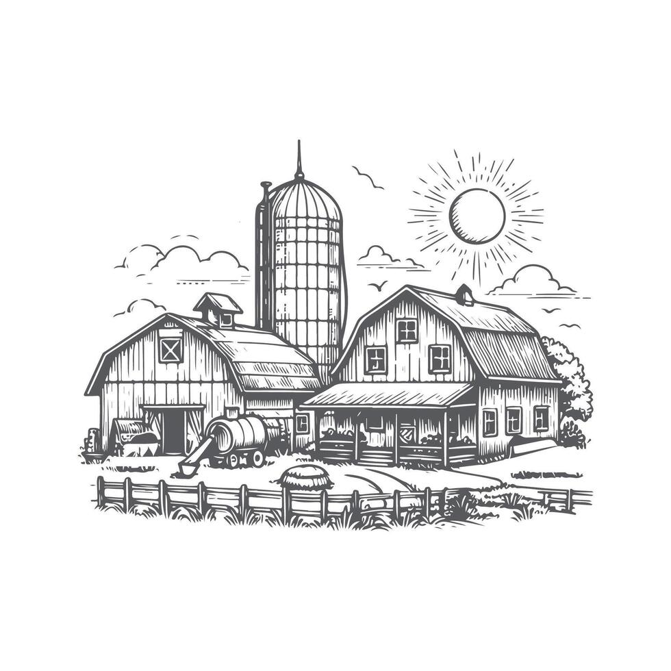Hand Drawn Farm Sketch Logo vector