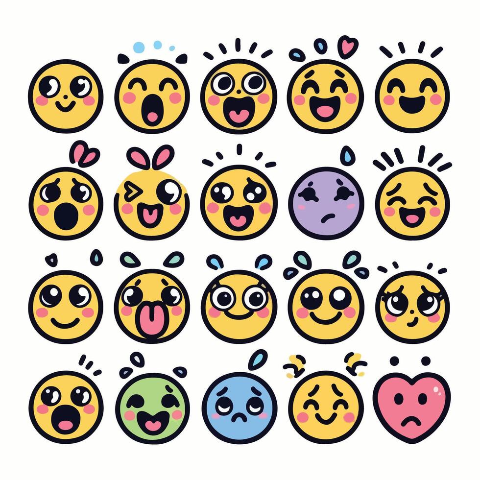 Hand Drawn Emoji Collection Expressive and Unique Designs vector