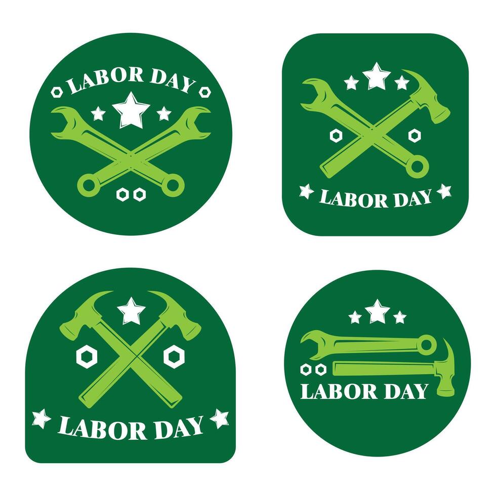 Ilustration Set Sticker Template Happy Labor Day vector