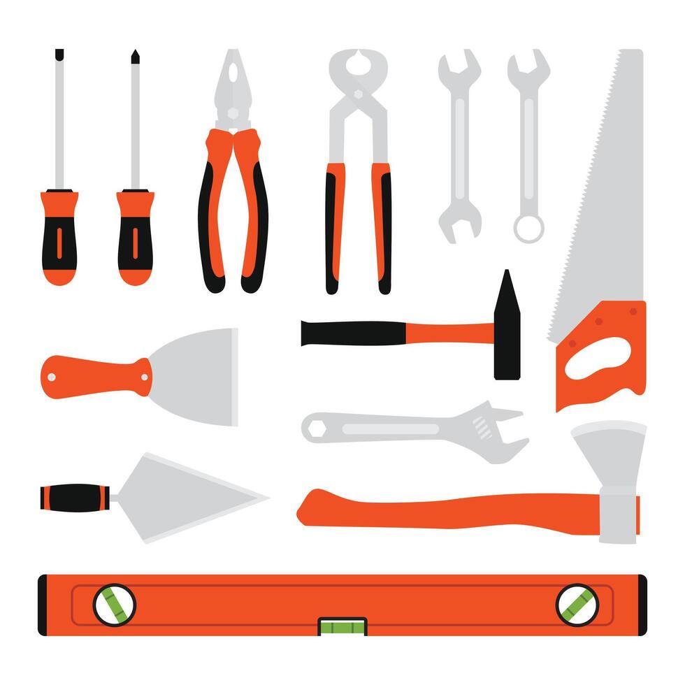 illustration of a set of tools for construction and repair workers vector