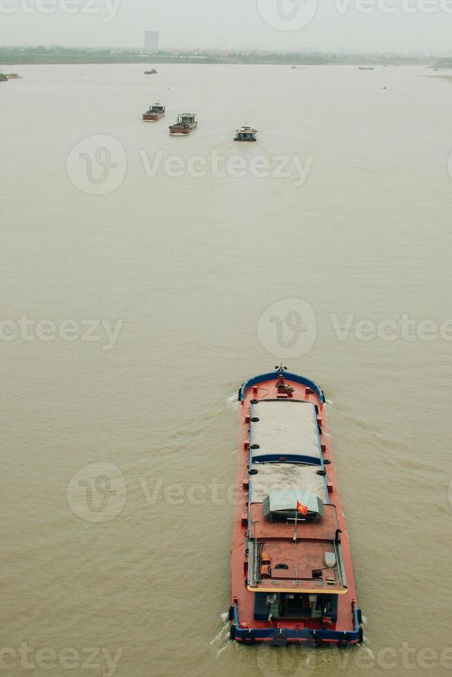 Red River landscape in Hanoi, Vietnam photo