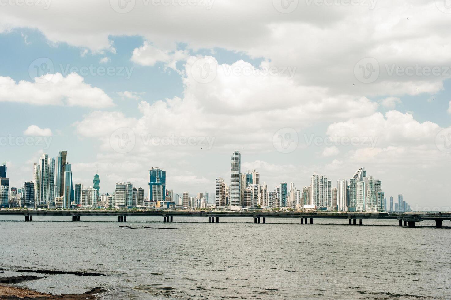 Skyline of Panama City - modern skyscraper buildings in downtown business district photo