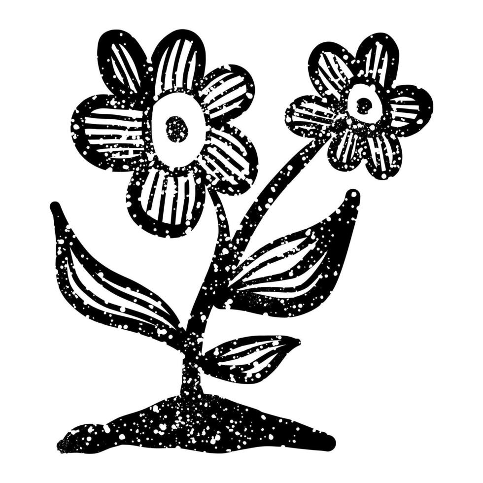 Drawing of wild plants with grunge texture vector