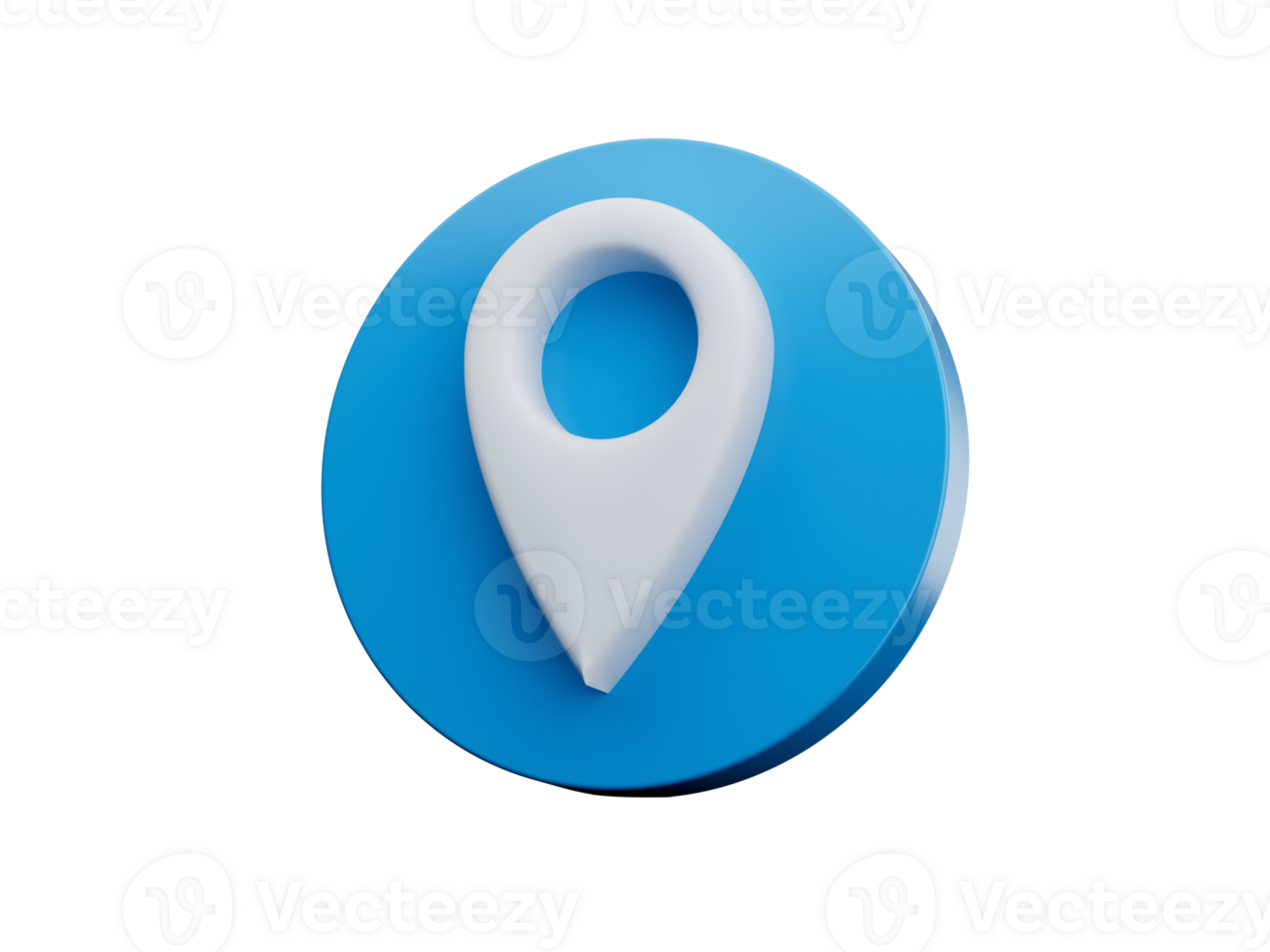3d White Location Map Pin Symbol With Rounded Shiny Blue Icon 3d Illustration png