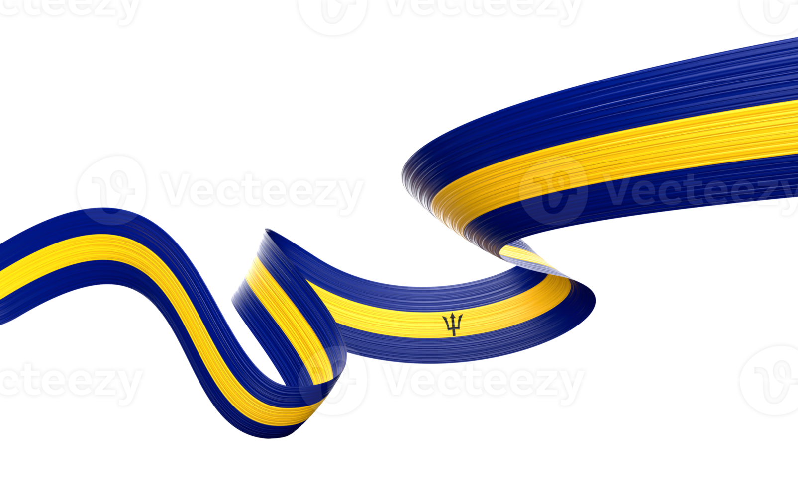 3d Flag Of Barbados 3d Shiny Waving Barbados Ribbon Flag 3d Illustration png