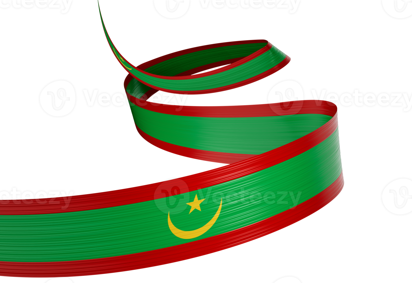3d Flag Of Mauritania 3d Wavy Shiny Mauritania Ribbon Flag 3d Illustration png