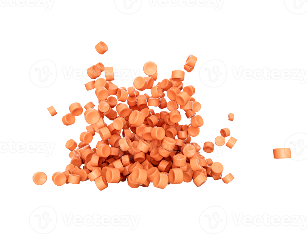 3d Orange Plastic Pellets Or PVC Polymer Beads Falling 3d Illustration png