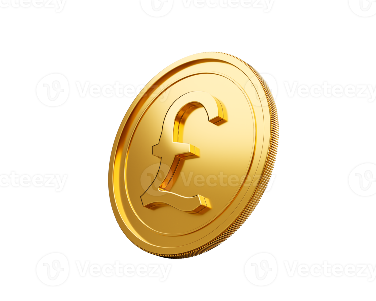 3d Golden Shiny Rounded British Pound Coin 3d Illustration png