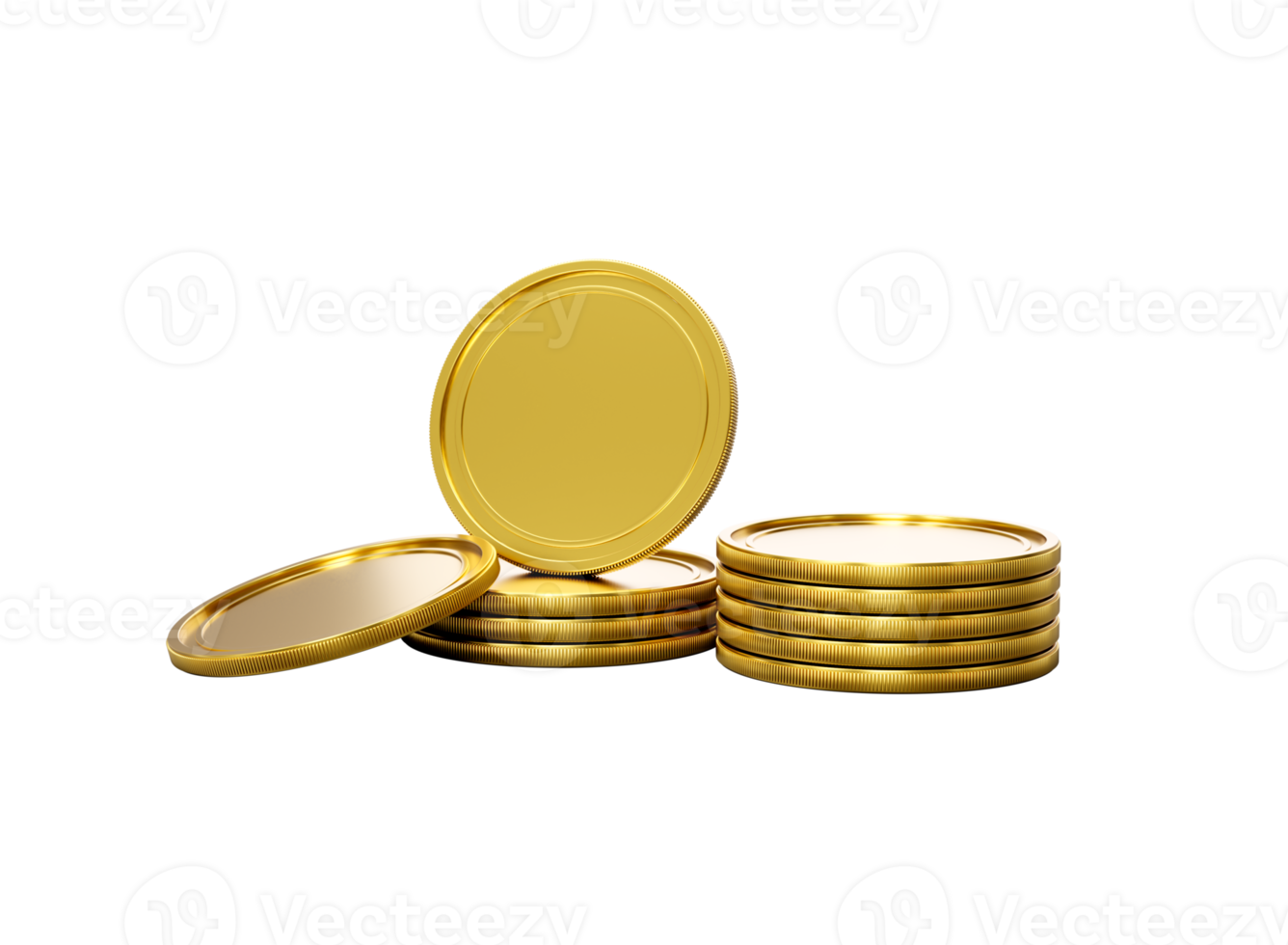 3d Stack Of Golden Coins Shiny Rounded Coins Stack 3d Illustration png
