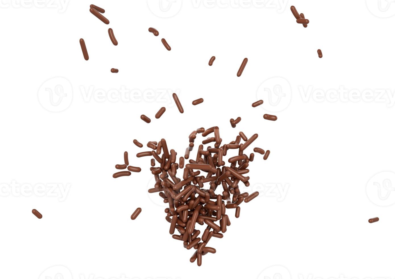 Group Of Chocolate Sprinkles, Cakes And Bakery Items Scattered 3D Illustration png