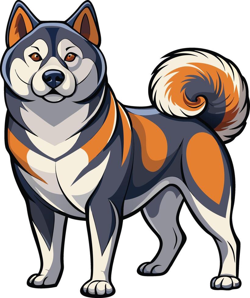 Black American Akita Dog Illustration vector