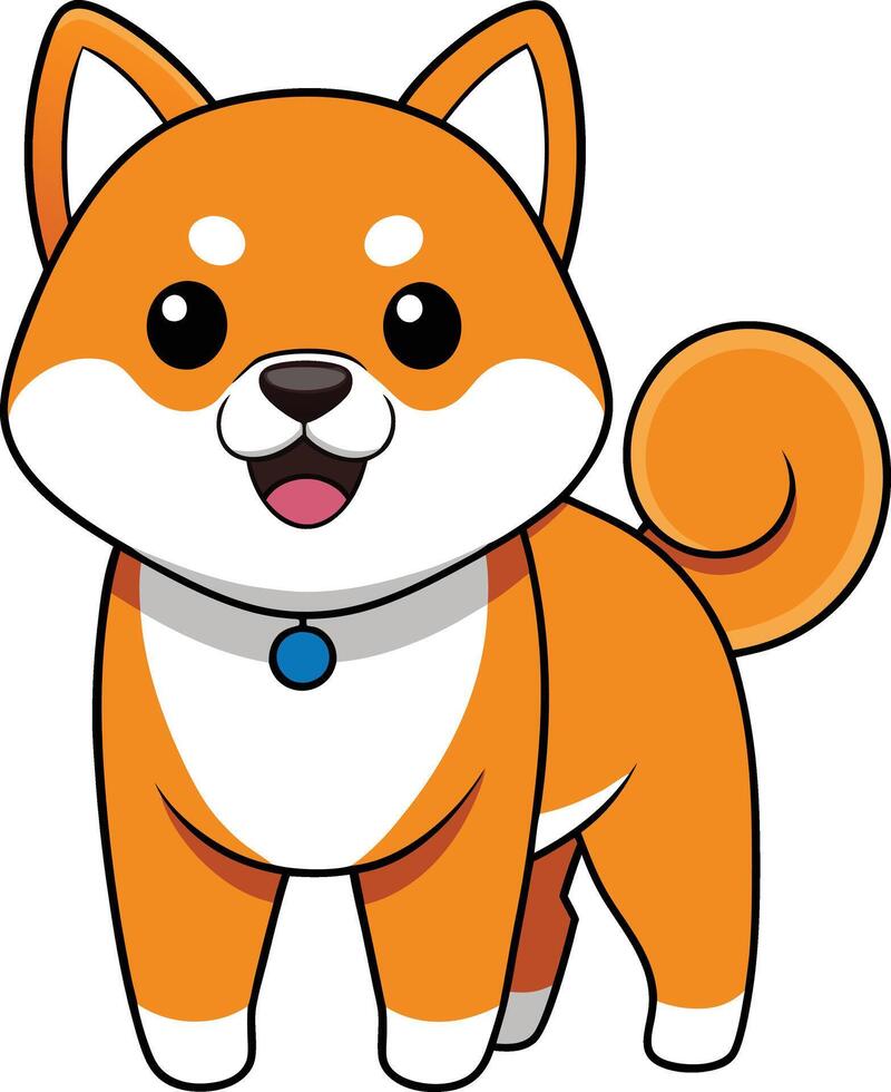 Cute American Akita Dog Cartoon Illustration vector