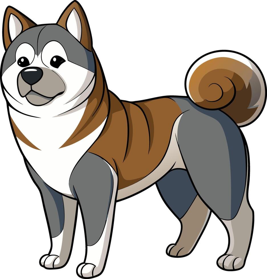 Black American Akita Dog Artwork vector