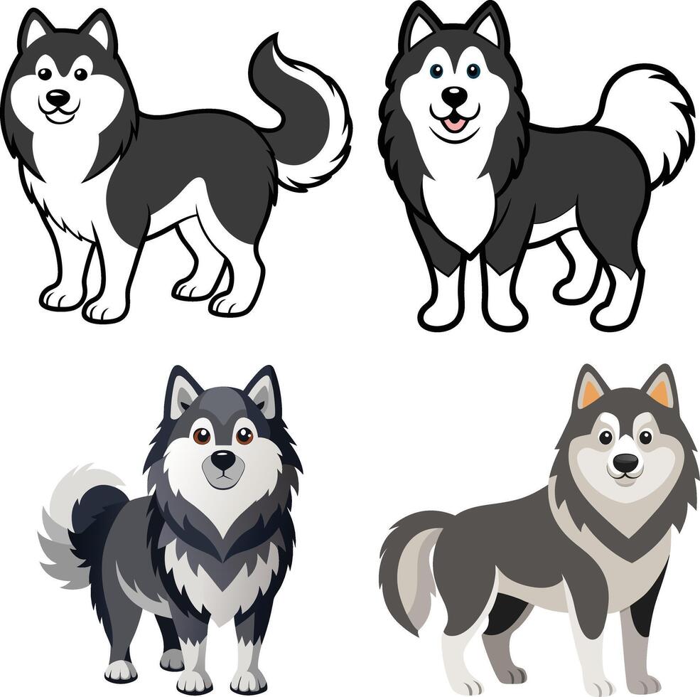 Artwork Alaskan Malamute Set vector