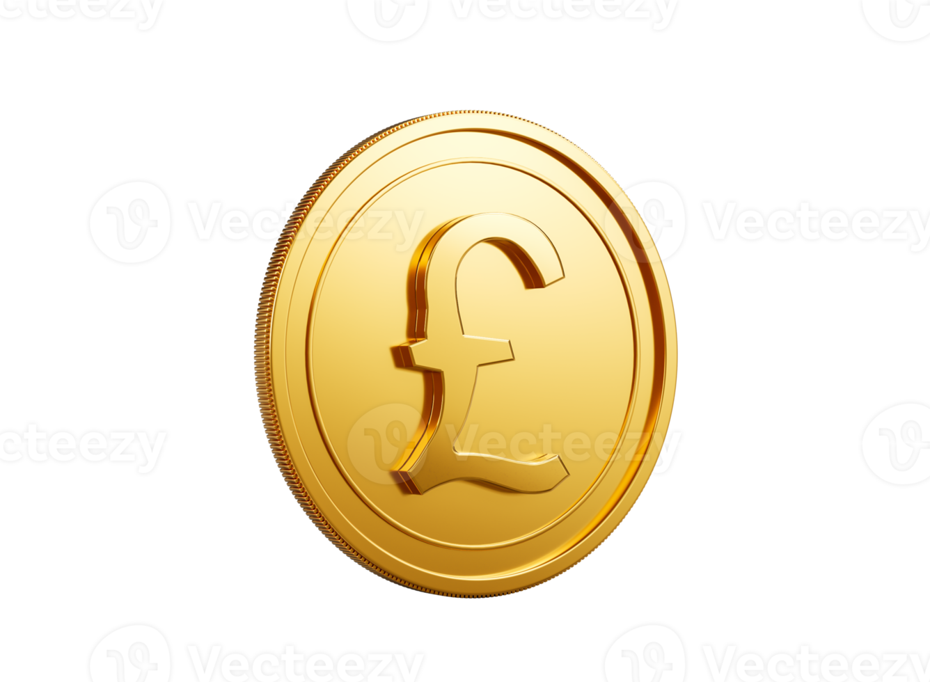 3d Golden Shiny Rounded British Pound Coin 3d Illustration png