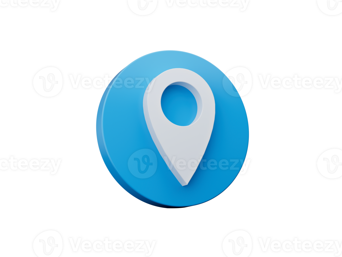 3d White Location Map Pin Symbol With Rounded Shiny Blue Icon 3d Illustration png