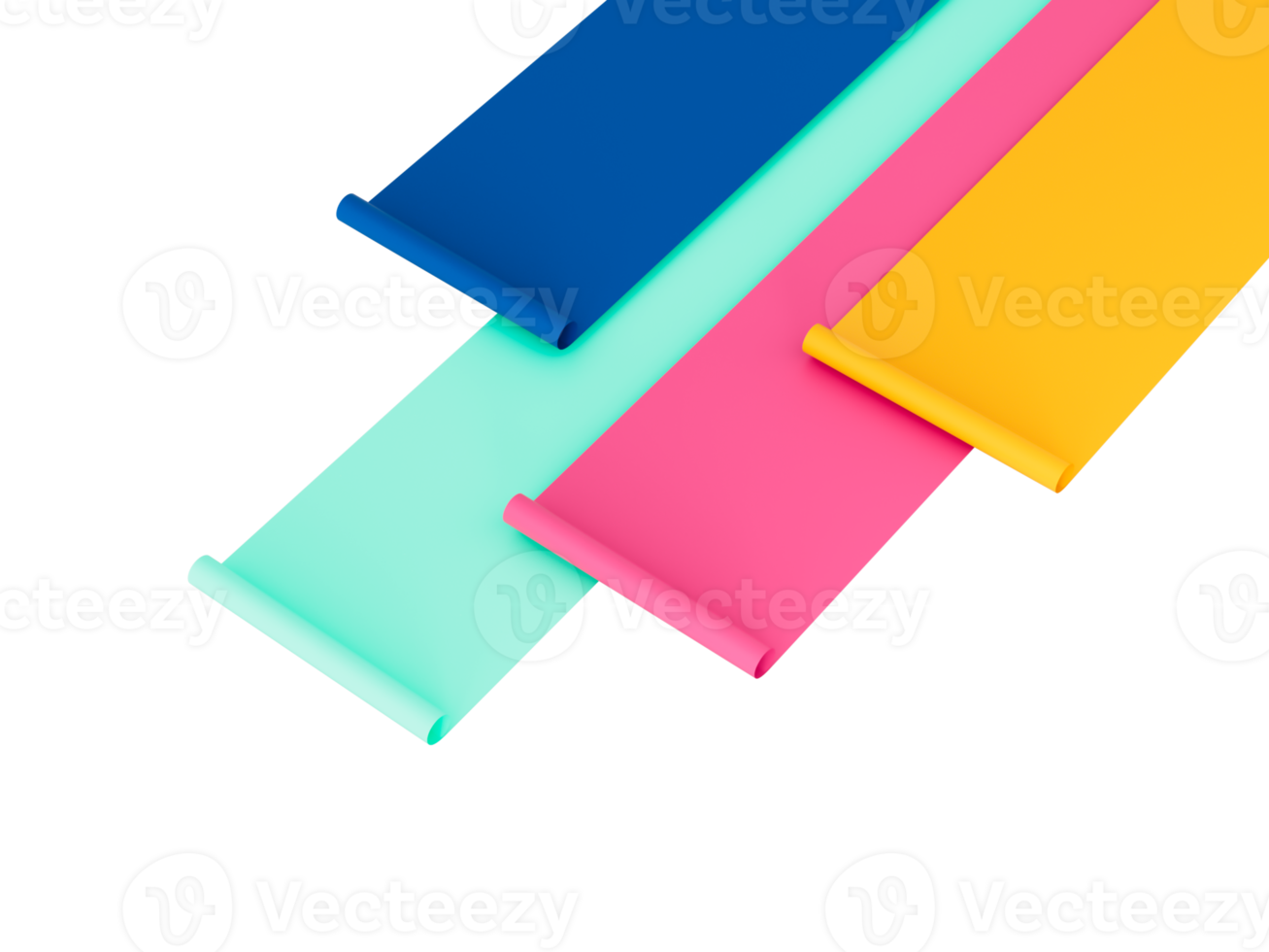 Colorful paper sheets roll 3d illustration png