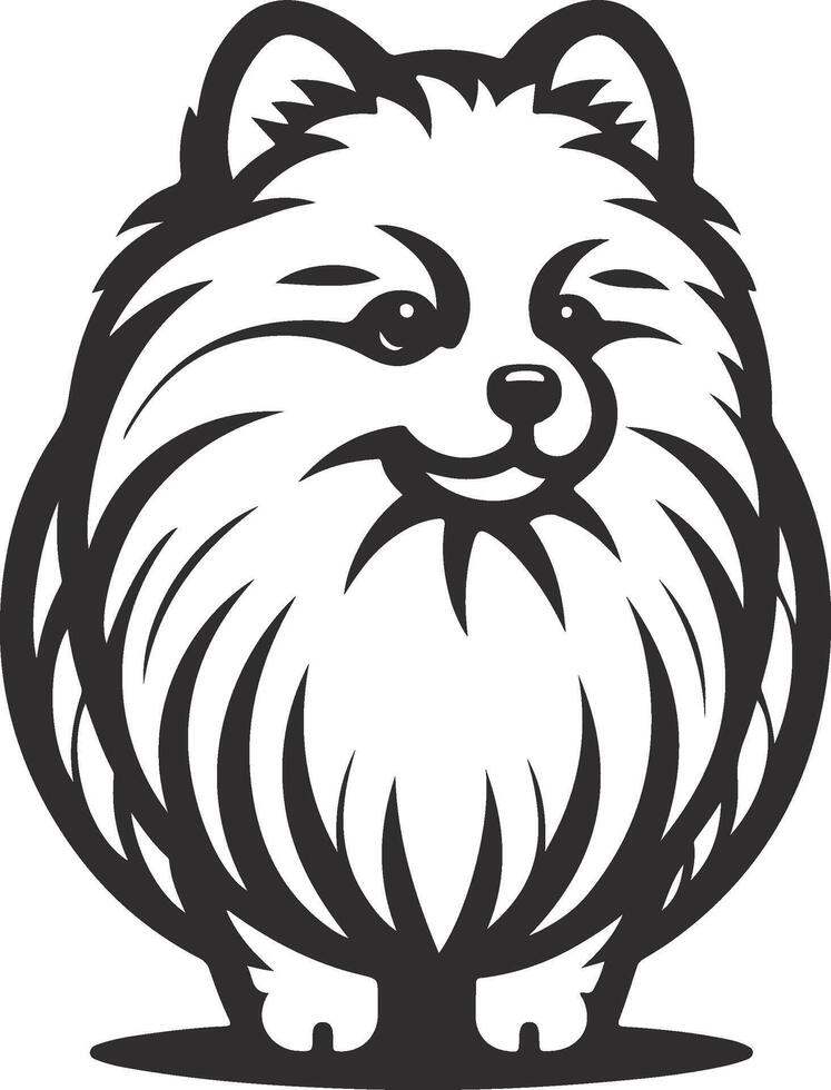 Portrait of a Pomeranian Dog isolated on white background, Dog Silhouettes vector