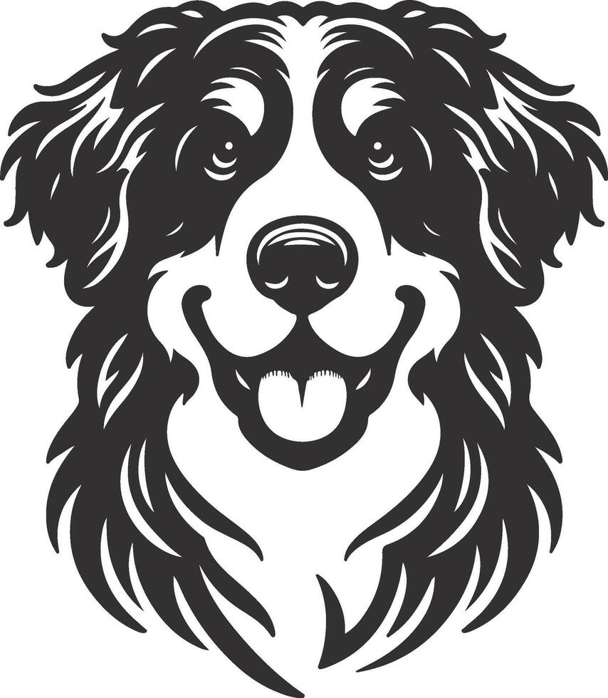 Bernedoodle Dog different poses silhouette design vector