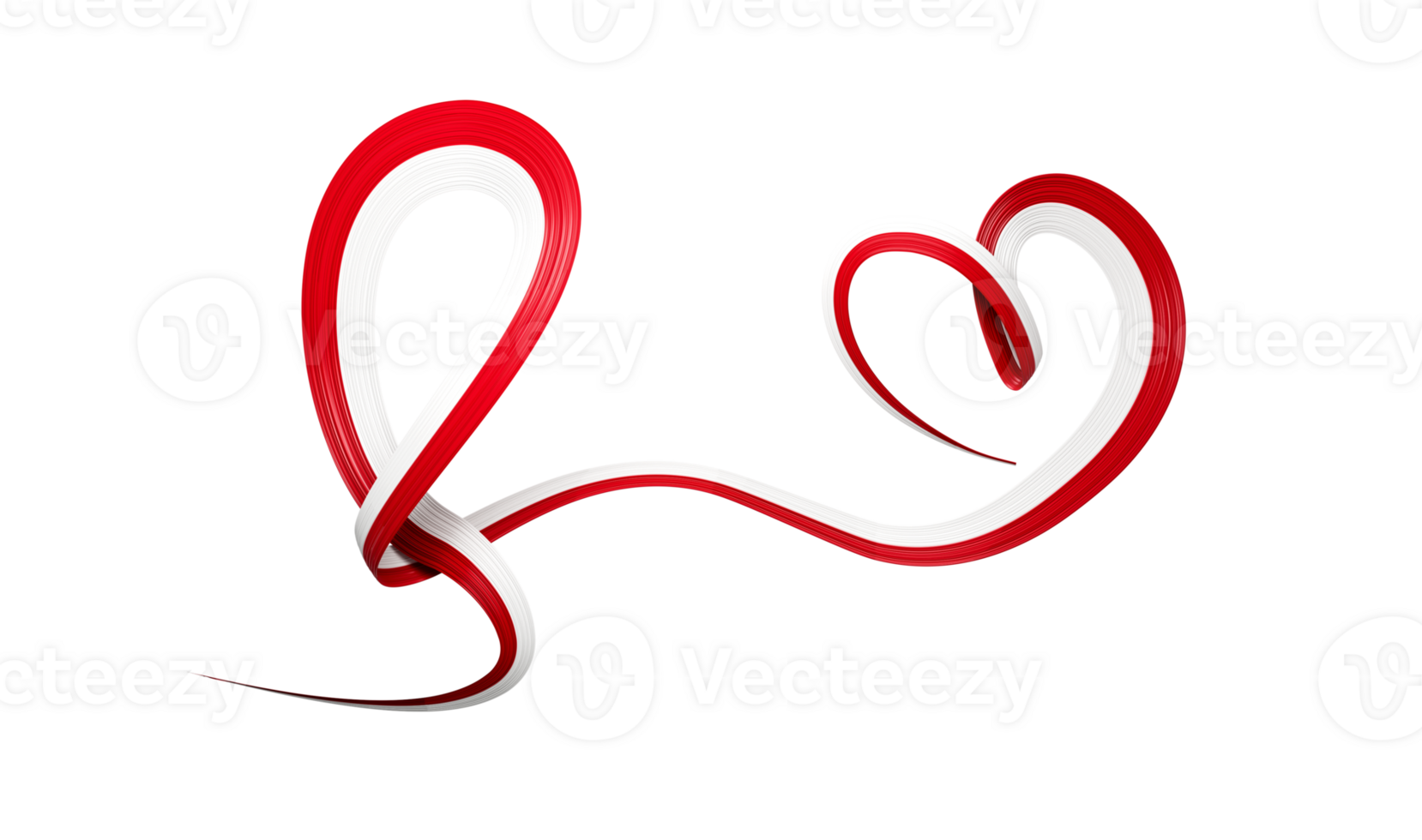 3d Flag Of Poland, Heart Shaped Wavy Awareness Ribbon flag, 3d illustration png
