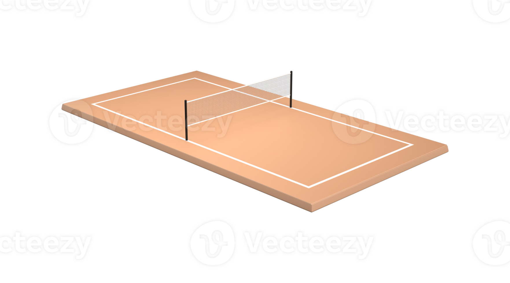 3d Beach Tennis Court With Sand, Net, And Poles 3D Illustration png