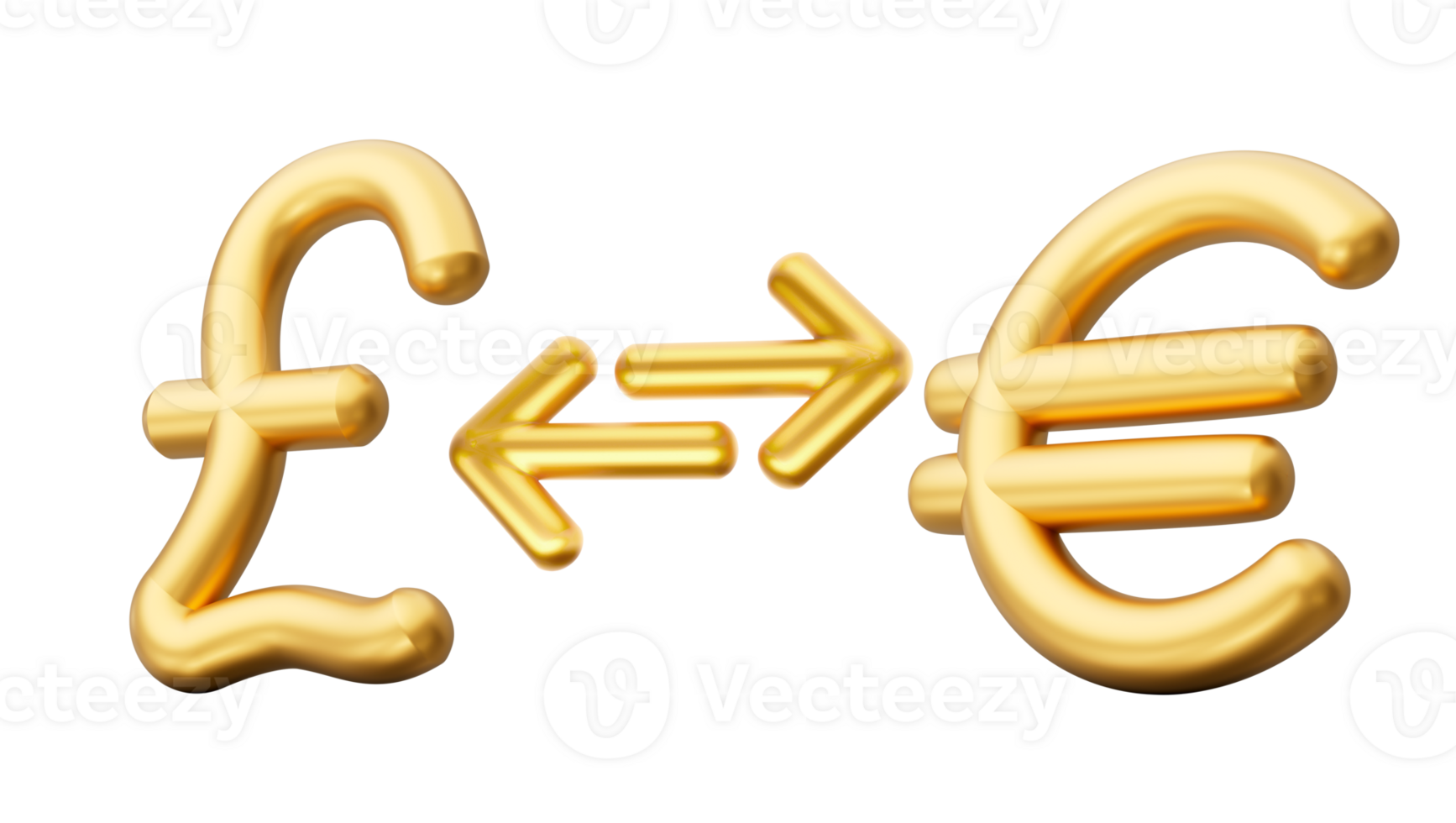 3d Golden Pound And Euro Symbol Icons With Money Exchange Arrows 3d illustration png