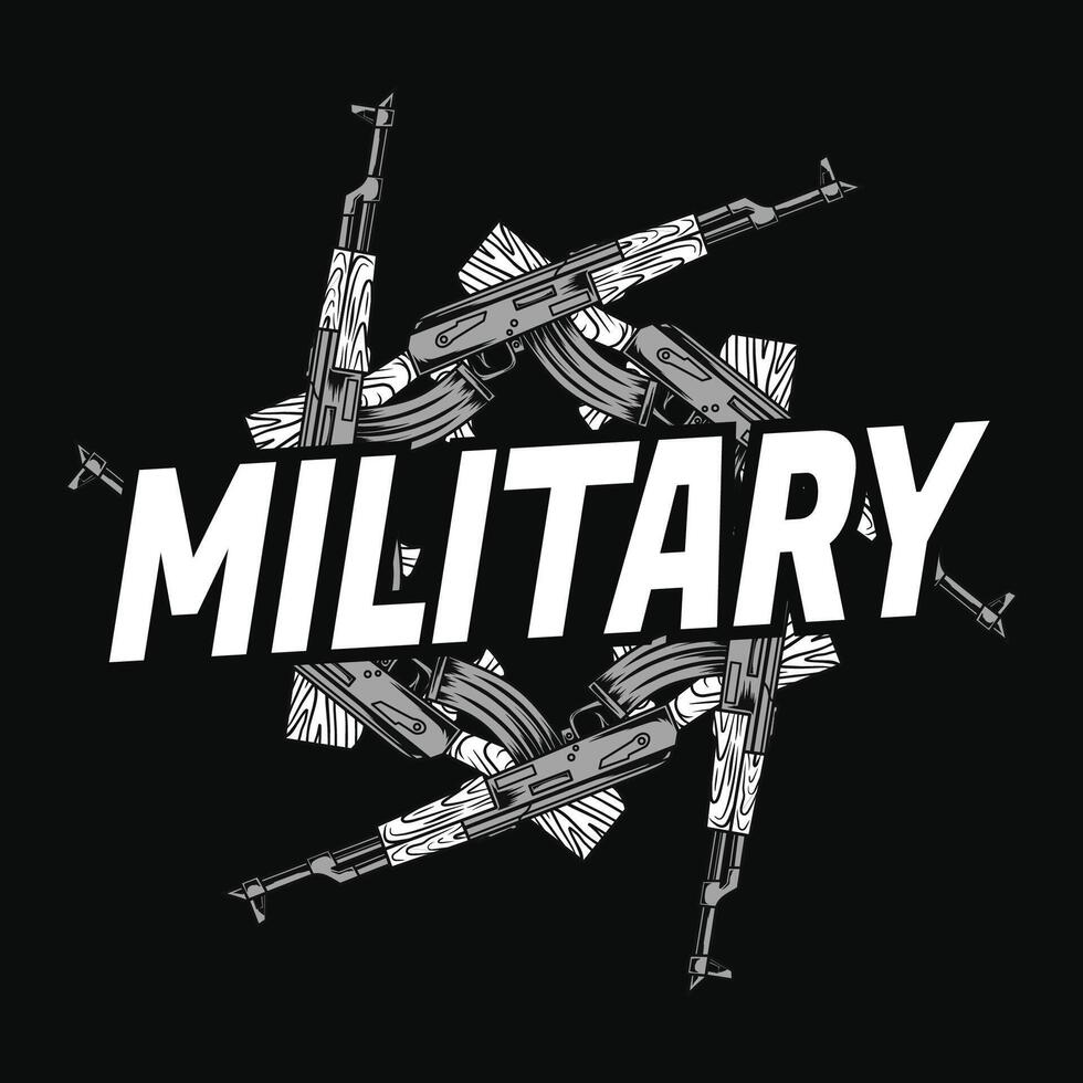 Military design with AK rifle vector