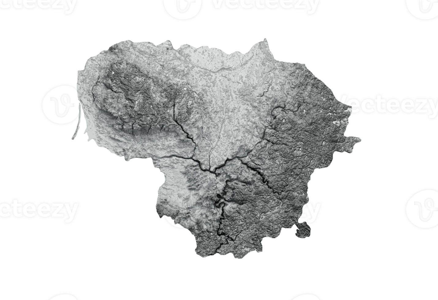 Lithuania Map Flag Shaded relief Color Height map 3d illustration png