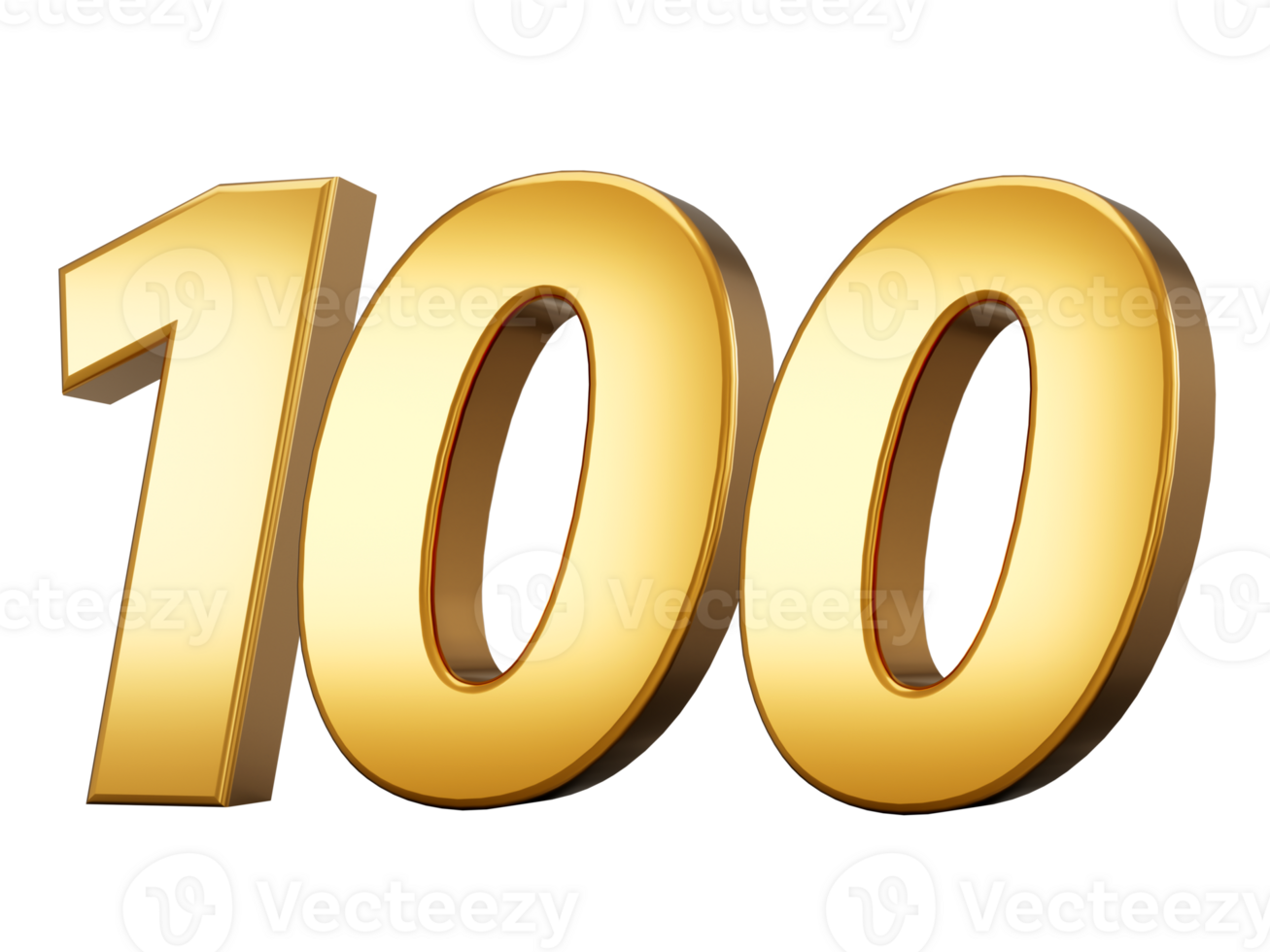 3d brilhante ouro número 100, cem 3d ouro número, 3d ilustração png