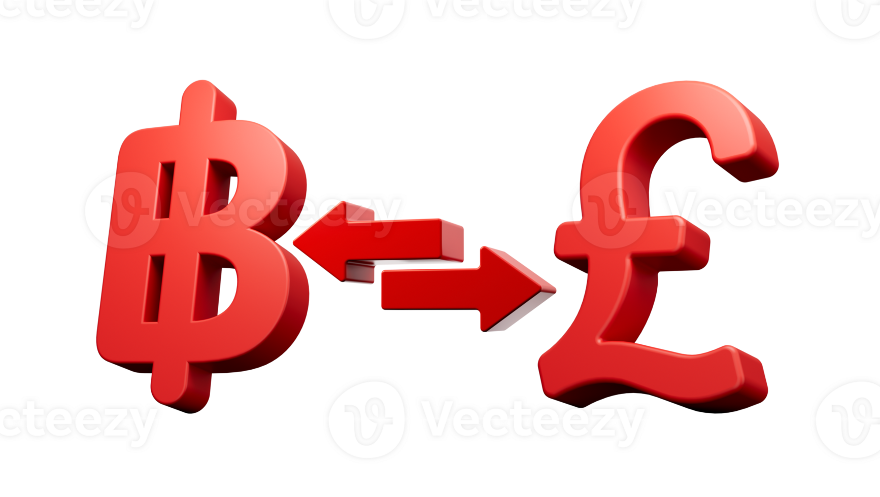 3d Red Baht And Pound Symbol Icons With Money Exchange Arrows 3d illustration png