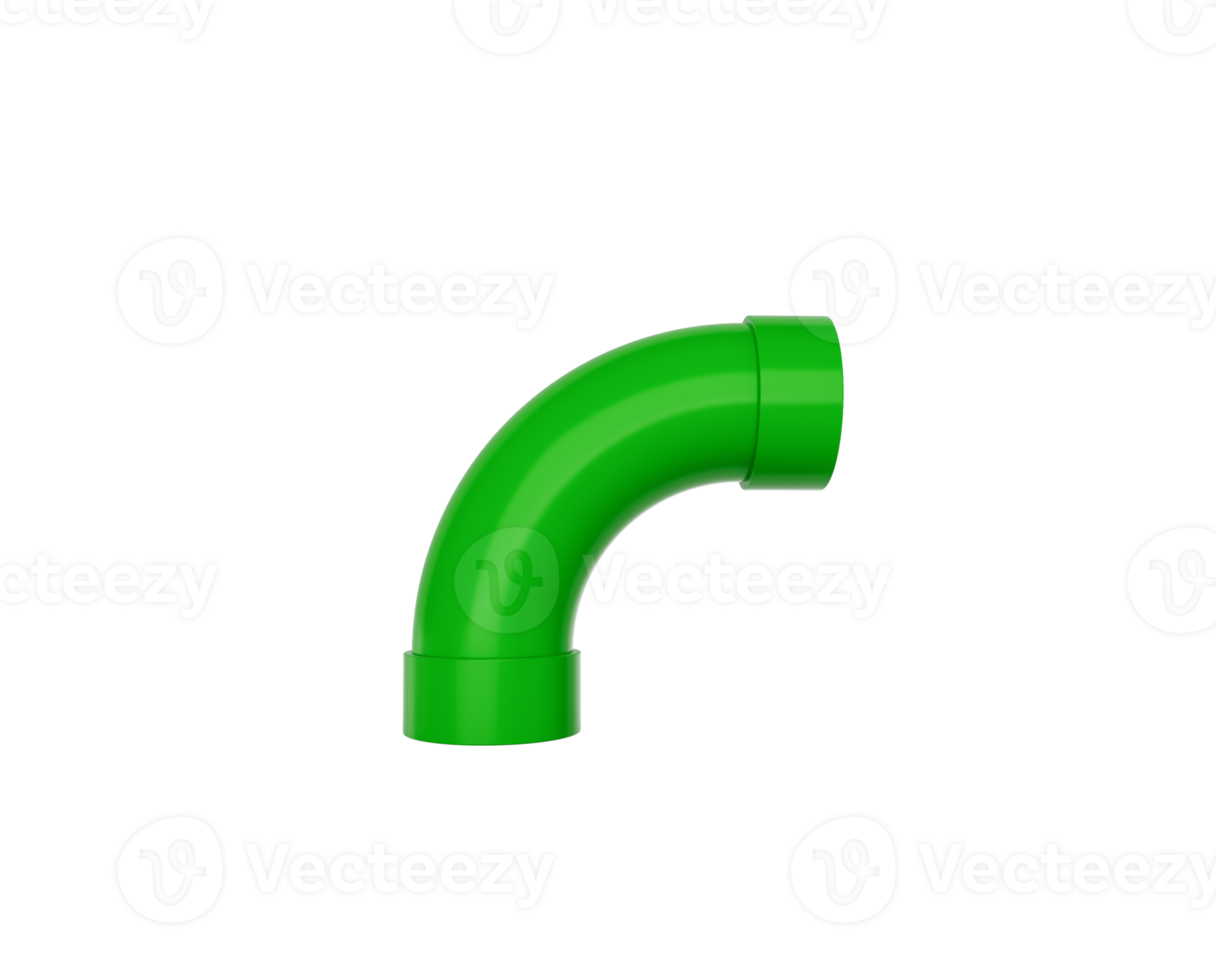 3D Shiny Green PVC Bend Pipe At A 90 Degree Angle 3D Illustration png