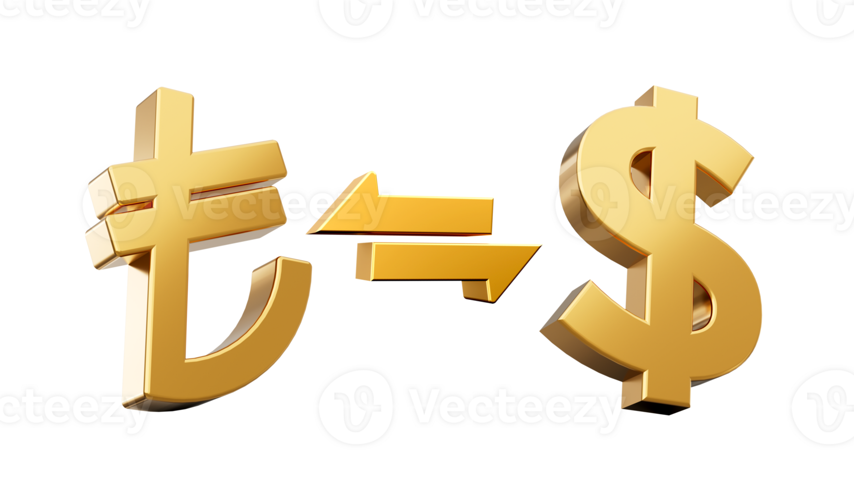 3d Golden Lira And Dollar Symbol Icon With Money Exchange Arrows 3d illustration png