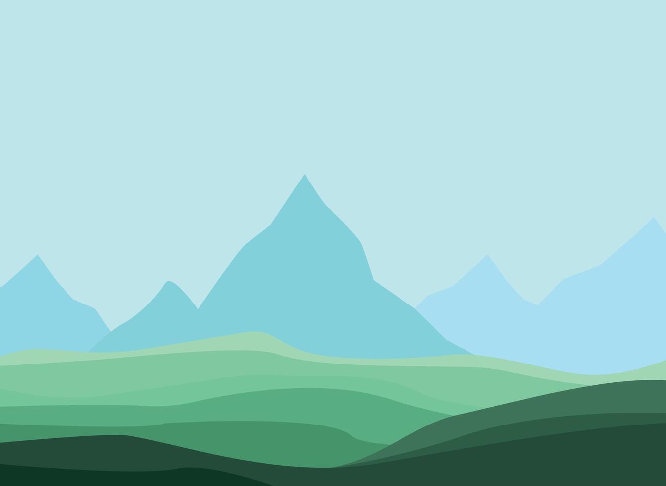 Landscape of hills and mountains in flat style. Abstract shapes. vector