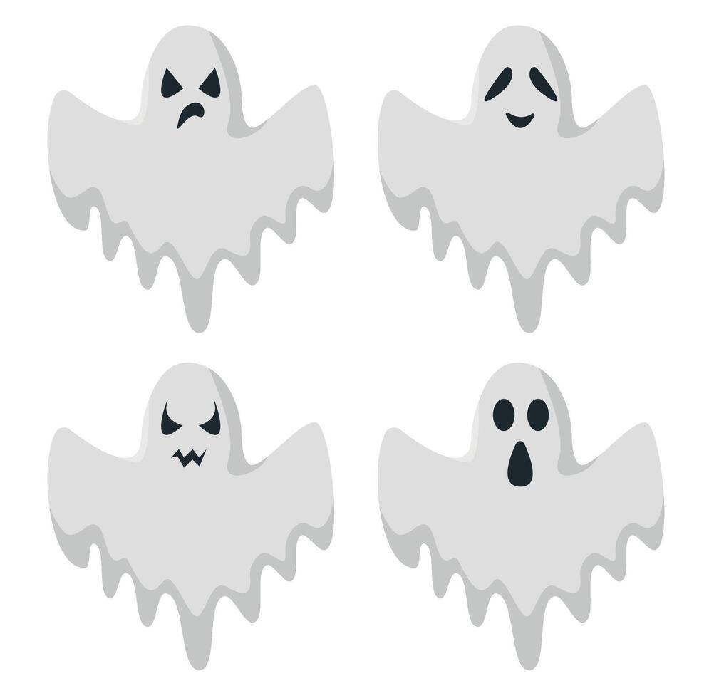 Set of ghosts. Concept for Halloween and theme holidays. vector