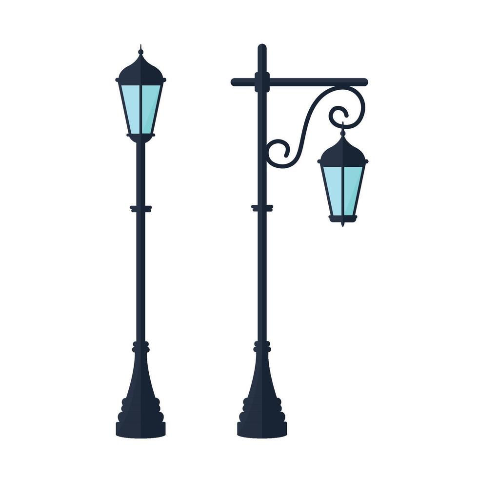 Street lights icon. Lamp posts. Urban street and park lighting concept. vector