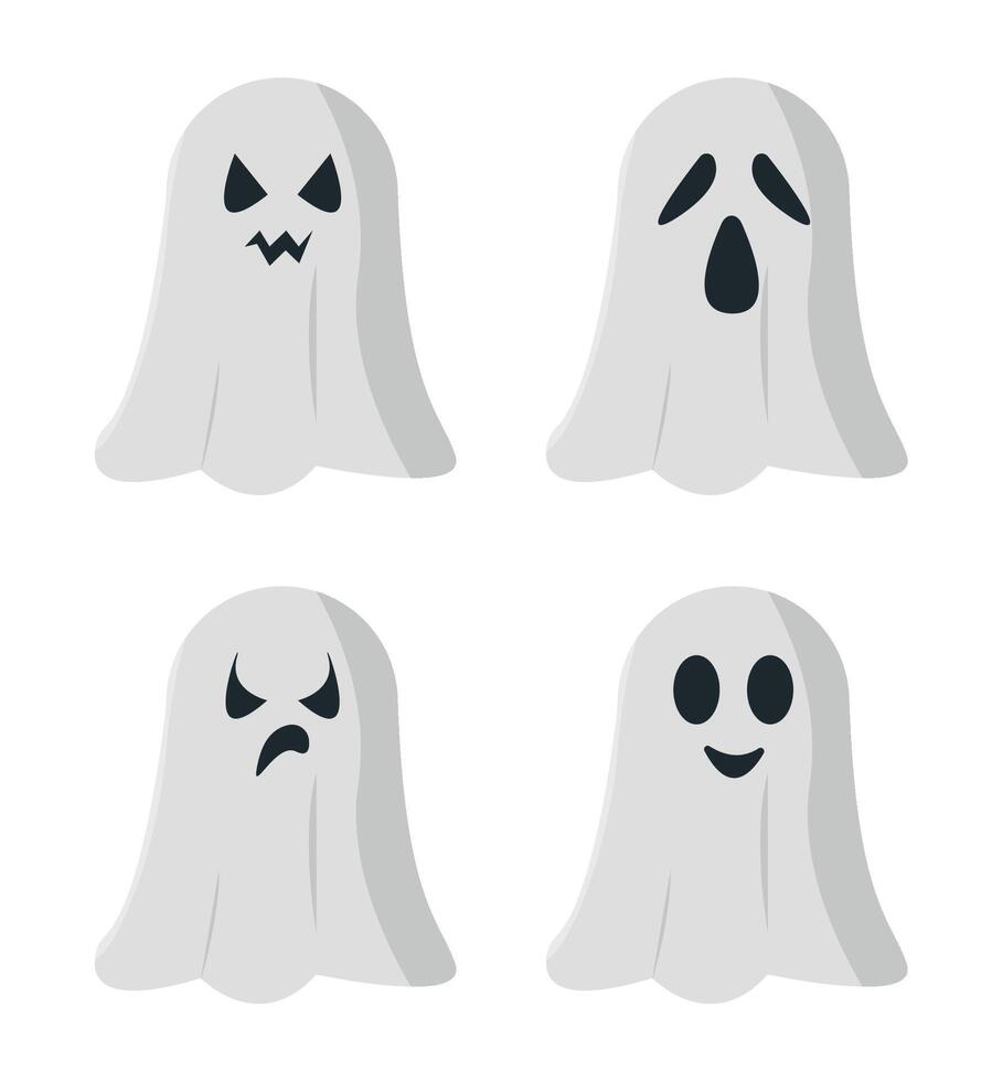 Halloween ghost icon set isolated on white background. vector