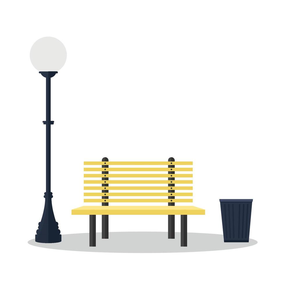 Park bench and lamp icon. Park and street furniture concept for relaxation. vector