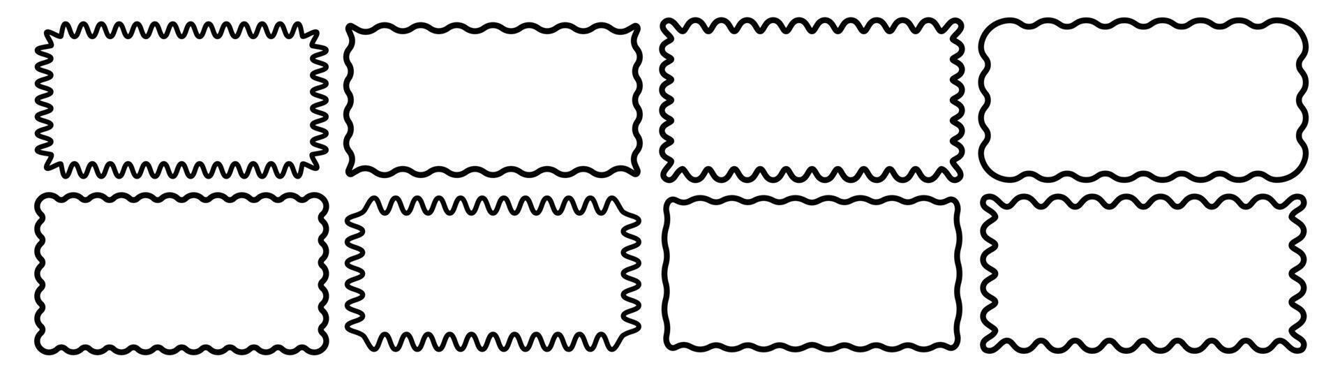 Cloudy wave curve edge frame set black color vector