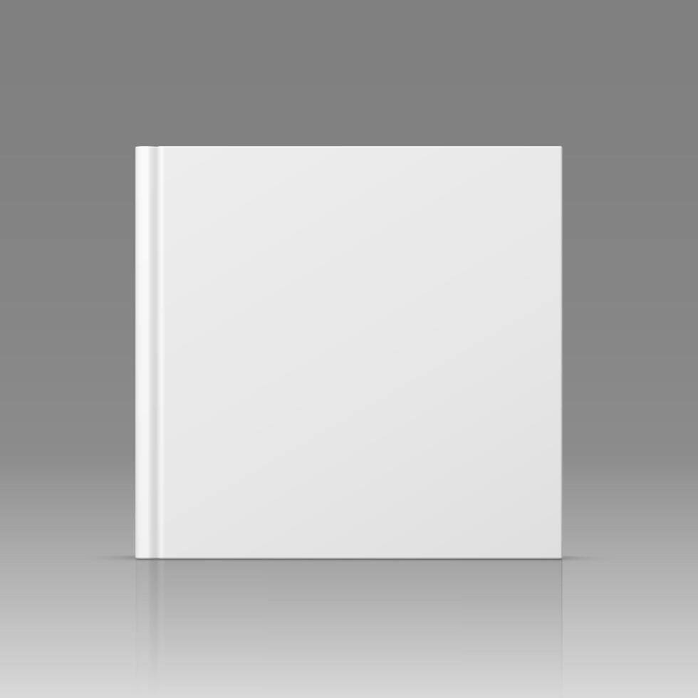 Closed square hardcover book, catalog or magazine mockup vector